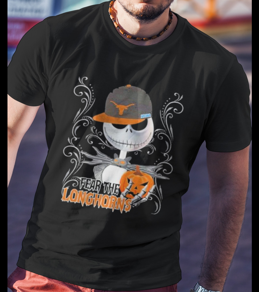 Fear The Longhorns Jack Skellington Pumpkin Halloween T-Shirt