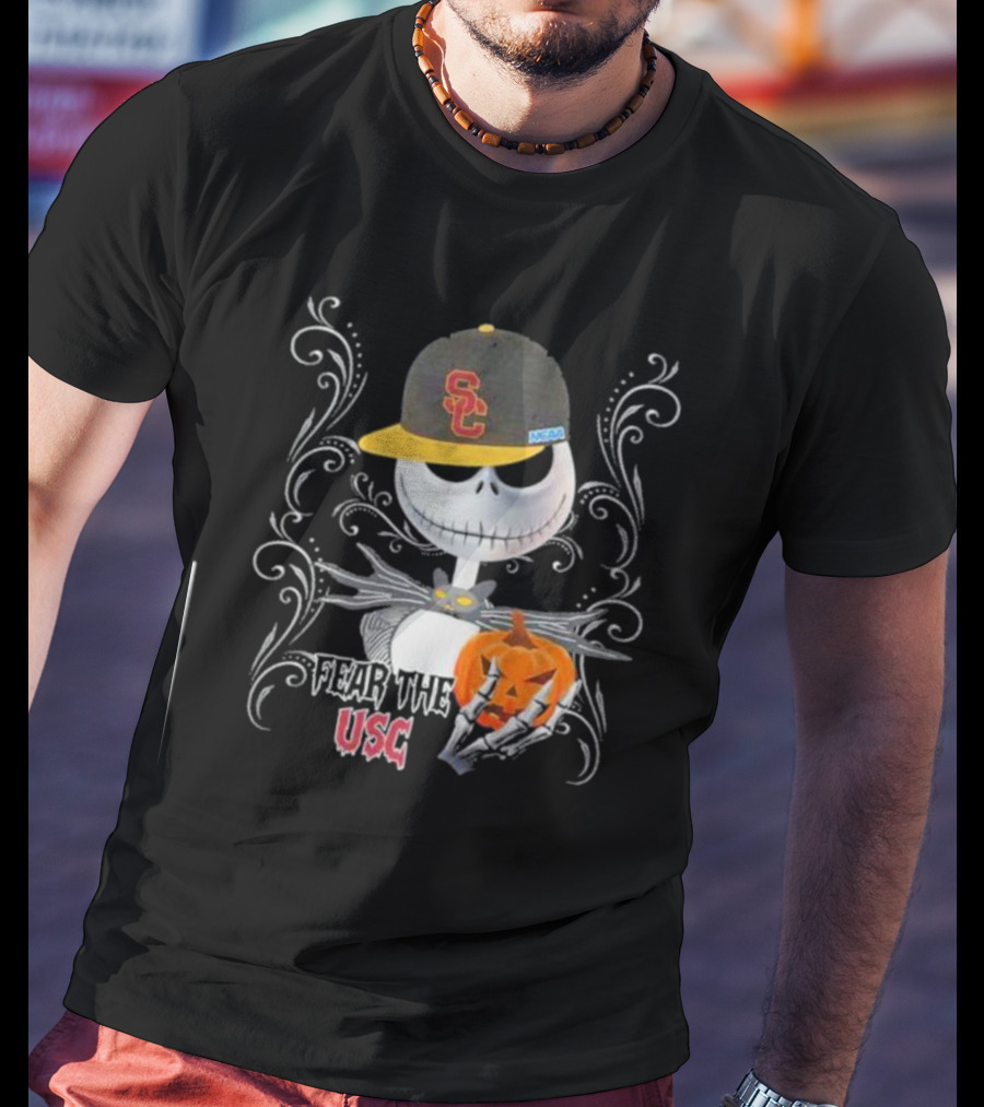Jack Skellington Fear The USC Trojans Halloween Pumpkin T-Shirt