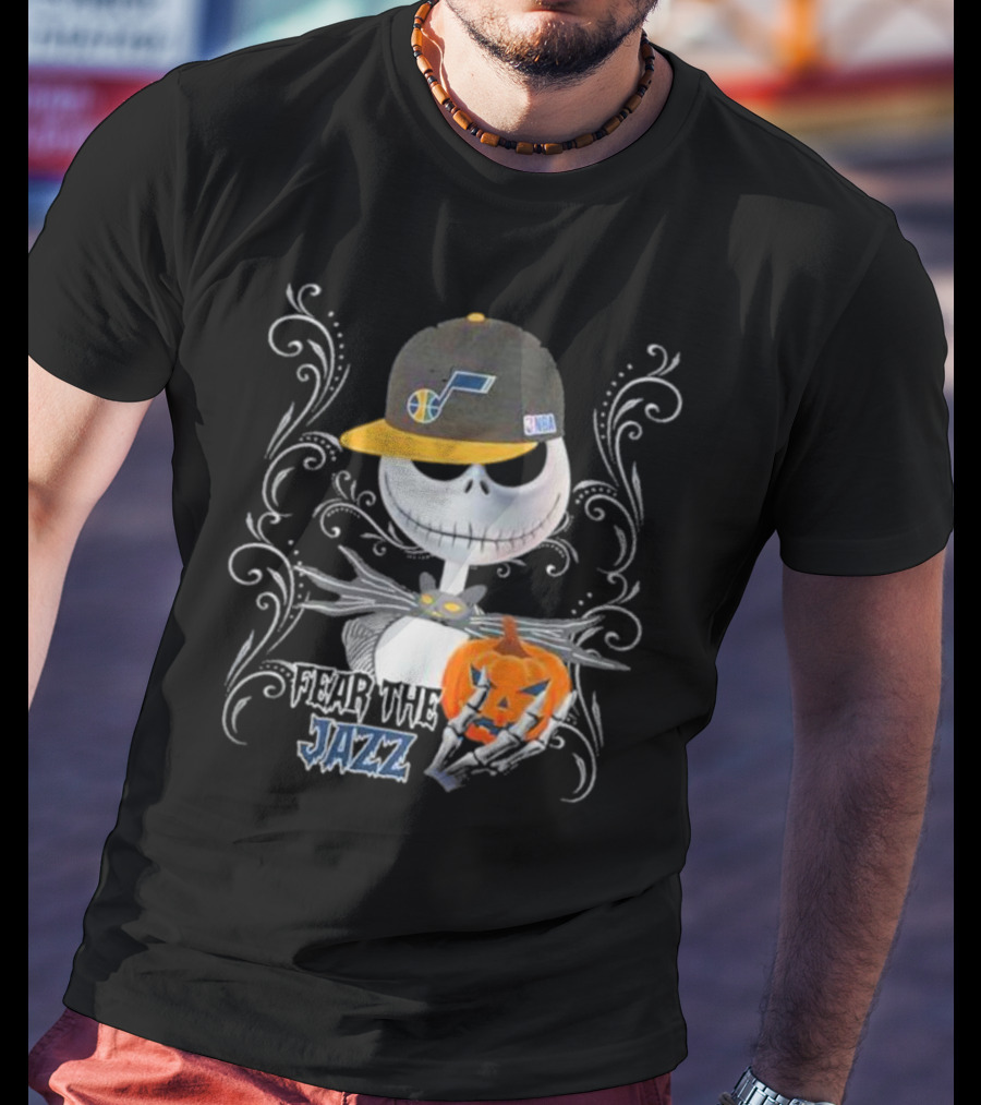 Jack Skellington Fear The Jazz Utah Pumpkin Halloween T-Shirt