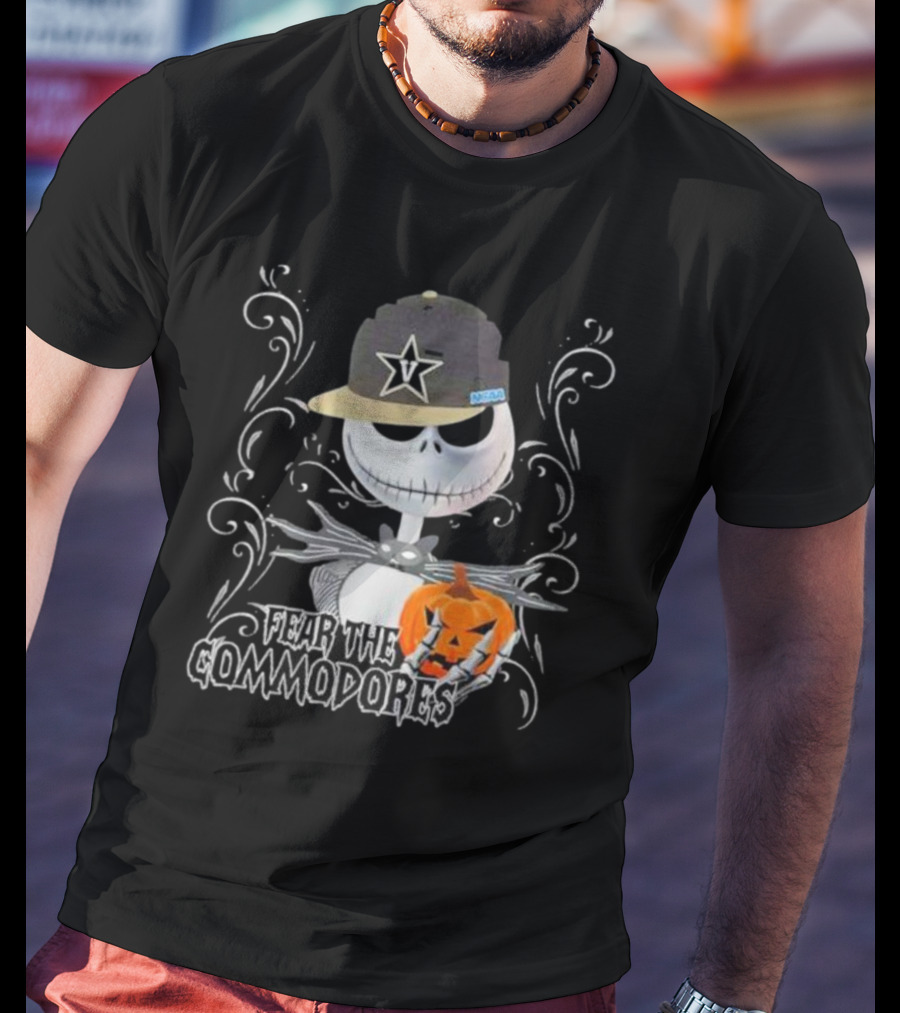 Fear The Commodores Jack Skellington Vanderbilt Pumpkin Halloween T-Shirt