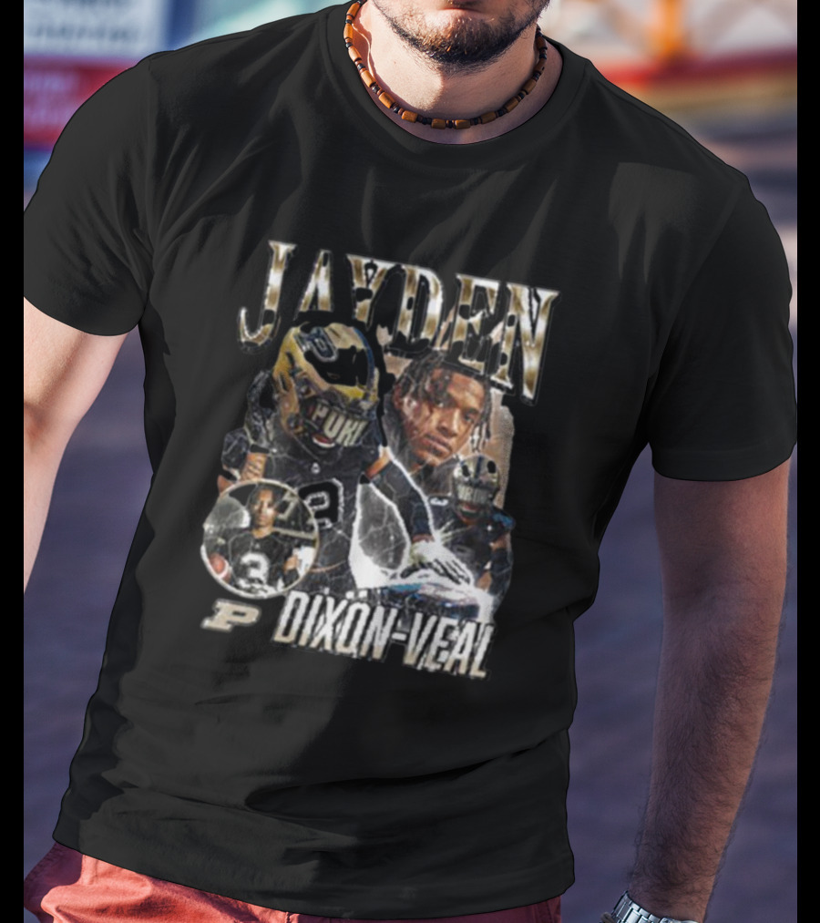 Jayden Dixon-Veal Purdue Boilermakers Football Player Portrait Montage T-Shirt