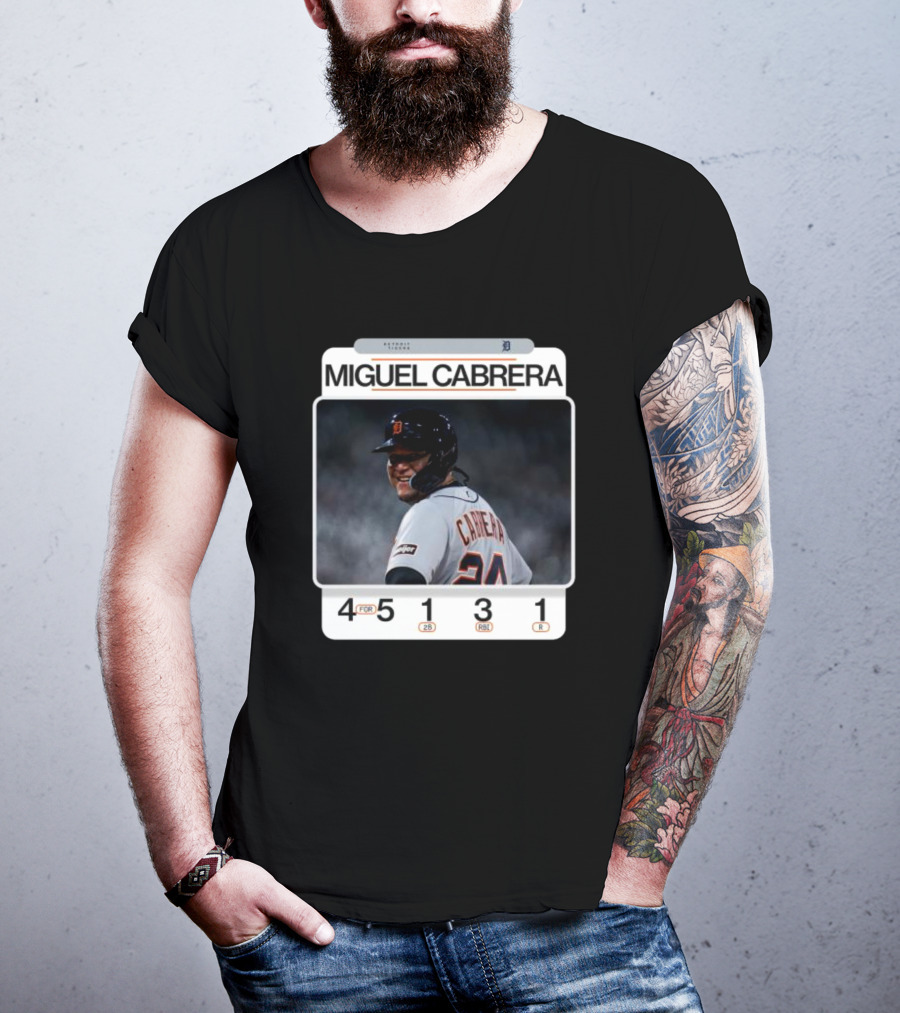 Miguel Cabrera 49th Career 4-Hit Game Detroit Tigers 24 Baseball Statistics T-Shirt