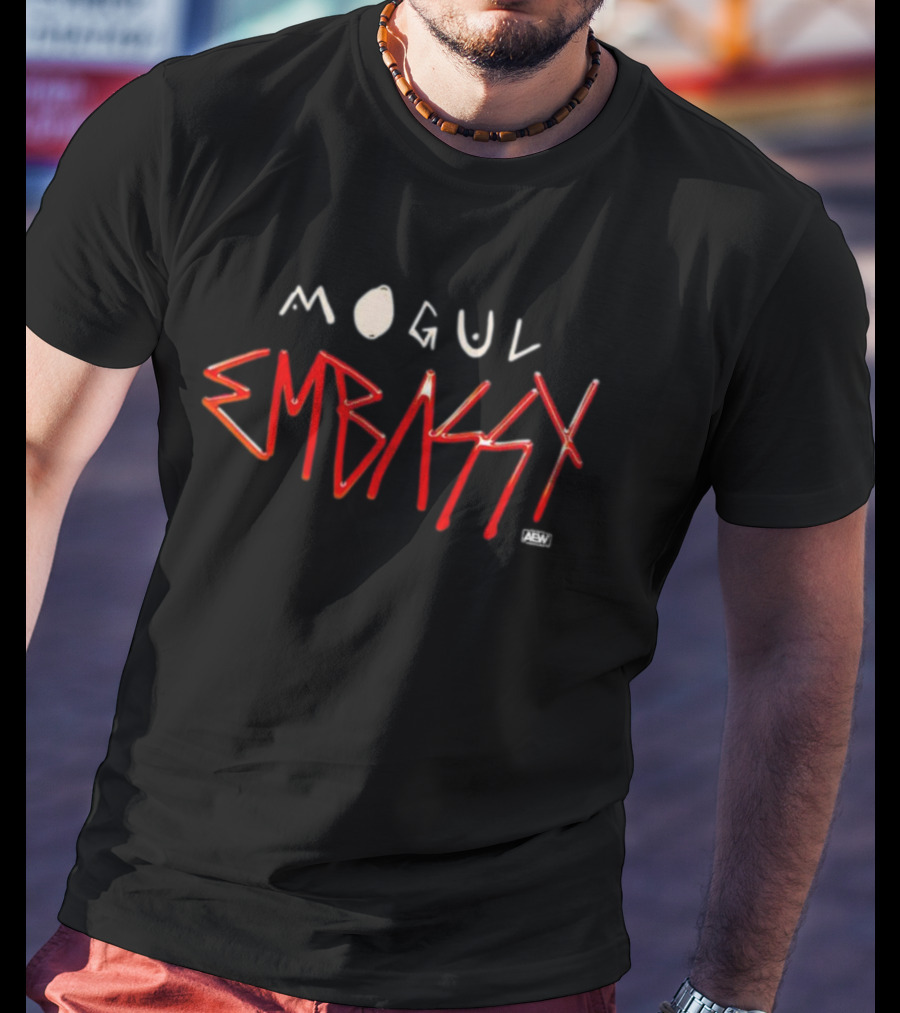 Mogul Embassy AEW Red Graffiti Text T-Shirt