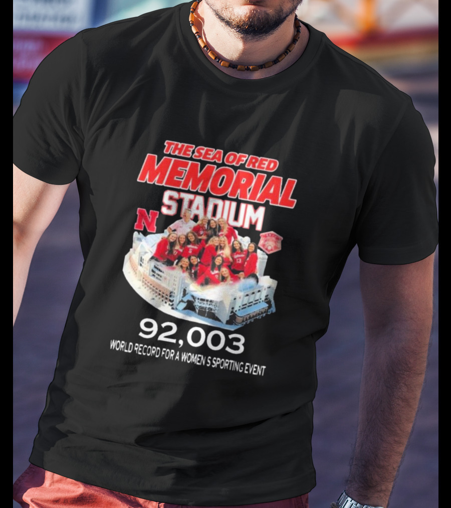 The Sea Of Red Memorial Stadium Nebraska Volleyball 92,003 World Record For A Women's Sporting Event T-Shirt