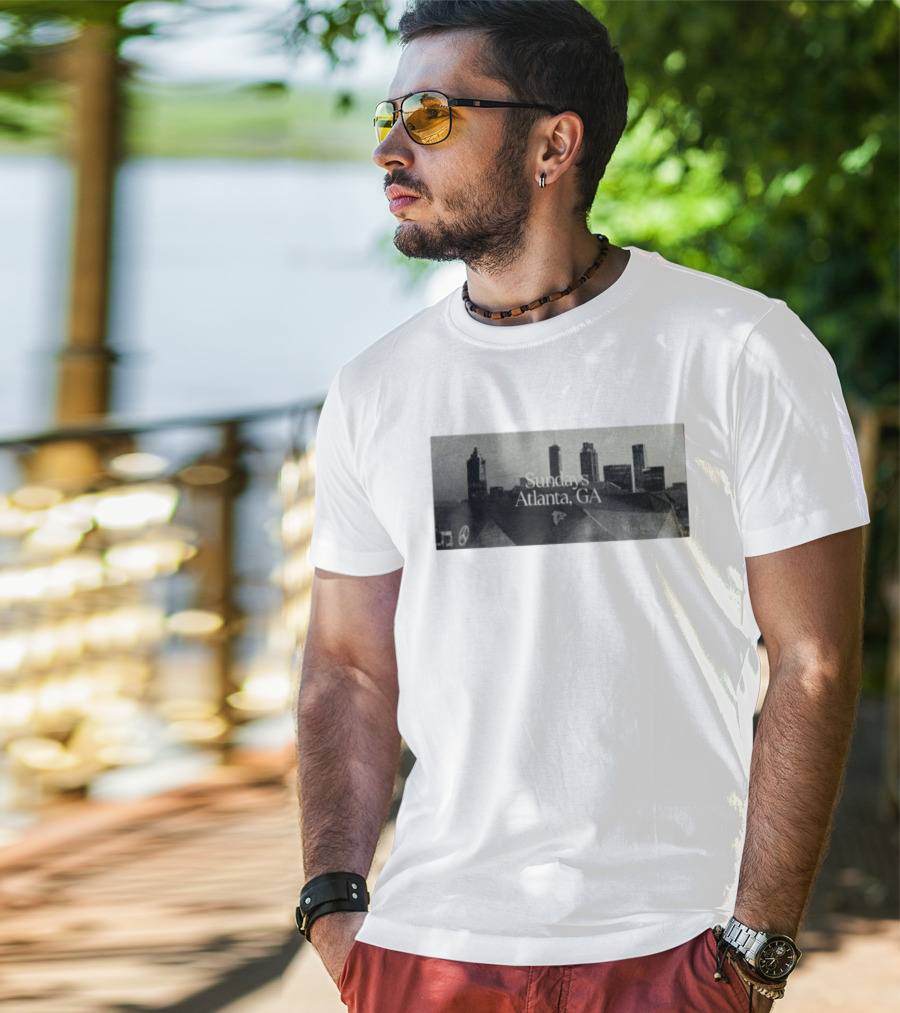 Atlanta Falcons Majestic Threads Sundays Skyline Atlanta GA T-Shirt