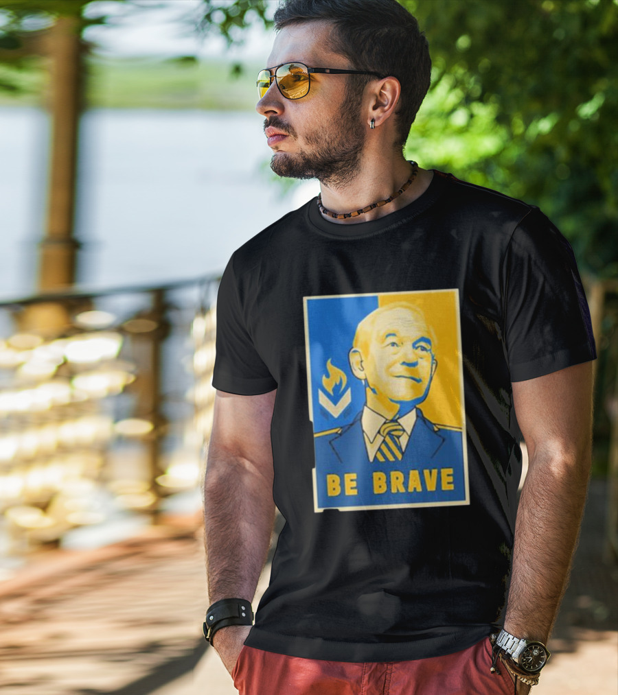 Ron Paul Be Brave Inspirational Blue And Yellow T-Shirt