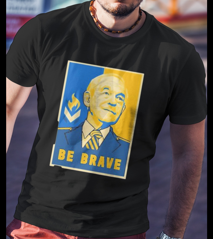 Ron Paul Be Brave Inspirational Blue And Yellow T-Shirt