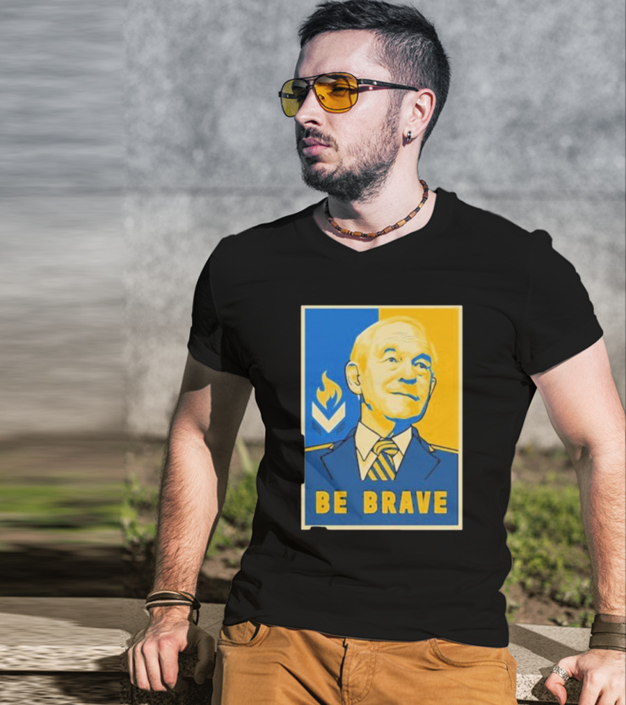 Ron Paul Be Brave Inspirational Blue And Yellow T-Shirt