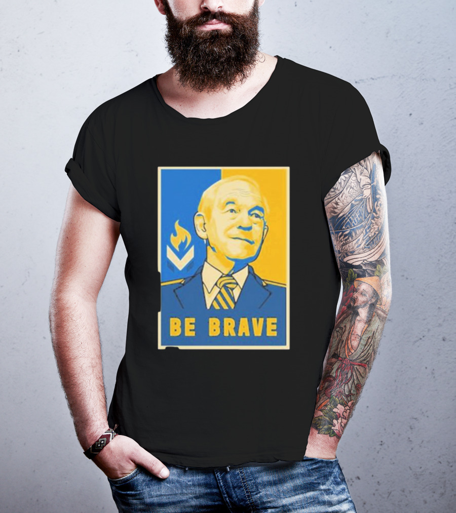 Ron Paul Be Brave Inspirational Blue And Yellow T-Shirt