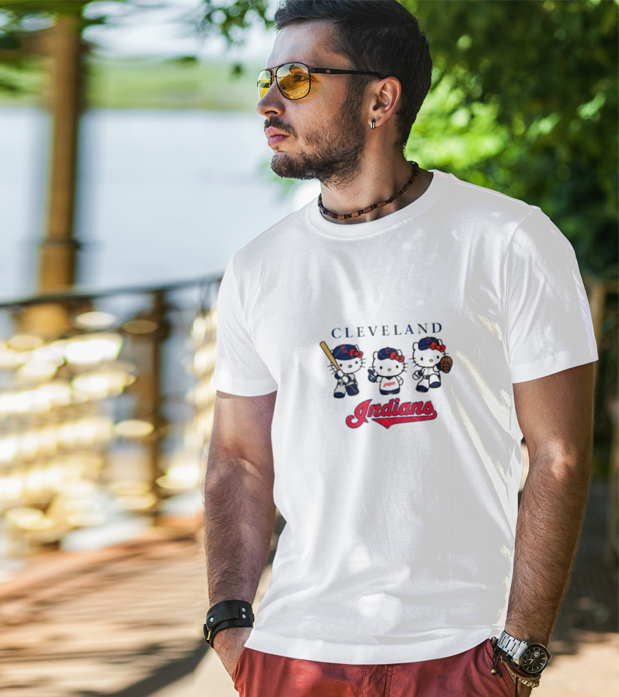 Hello Kitty Cleveland Indians Baseball Team Fans T-Shirt