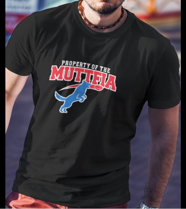 Property Of The Muttfia Blue Dog With Football T-Shirt