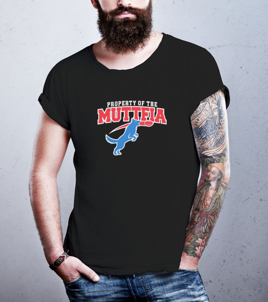Property Of The Muttfia Blue Dog With Football T-Shirt