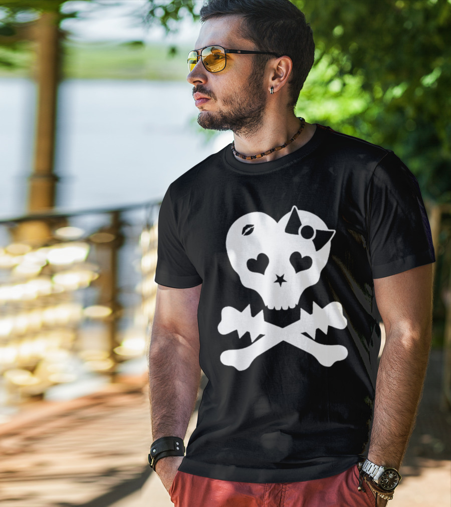 Punx N Kisses Twilight Skull Heart Bow Crossbones T-Shirt
