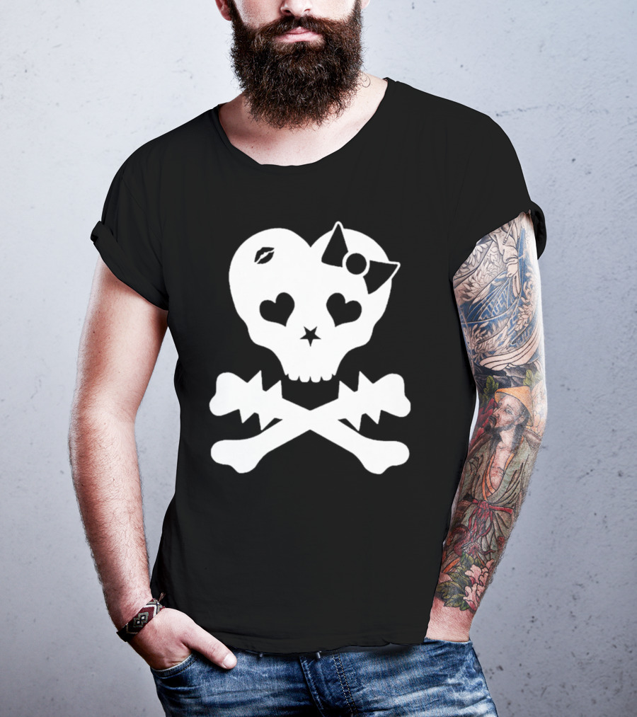 Punx N Kisses Twilight Skull Heart Bow Crossbones T-Shirt