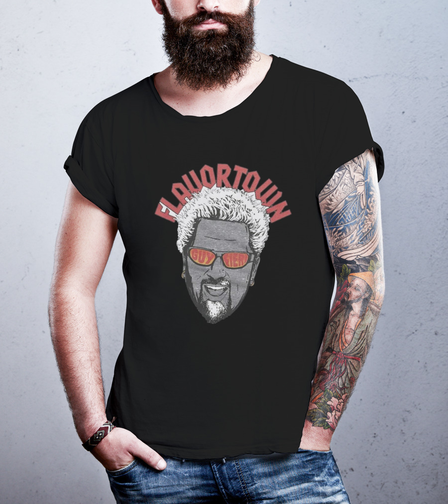 Flavortown Guy Fieri Head With Sunglasses And Spiky Hair T-Shirt