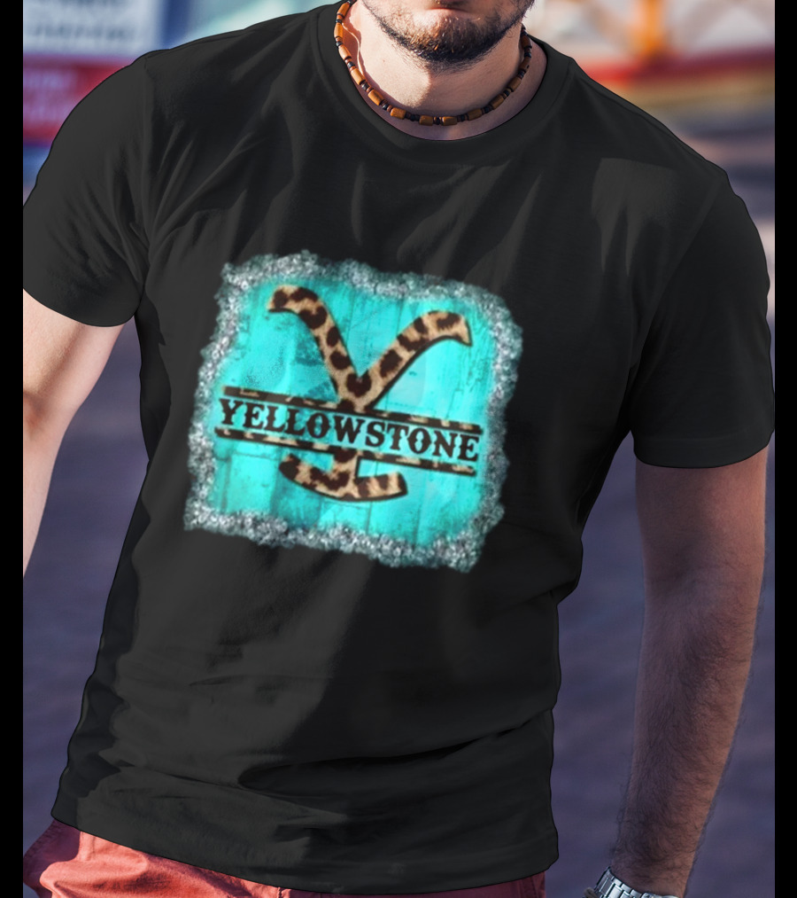 Yellowstone Turquoise Leopard Print T-Shirt