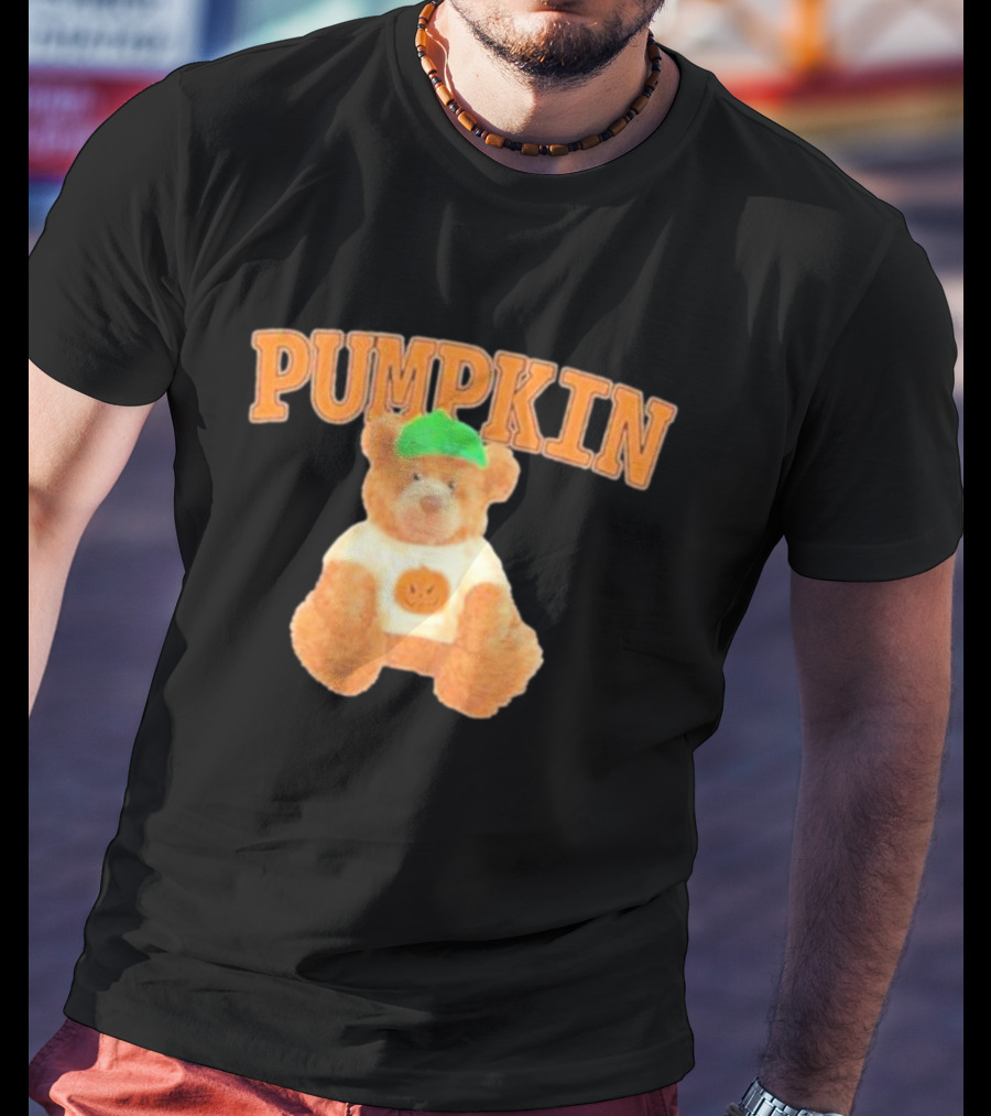 Pumpkin Cozy Bear With Green Hat And Pumpkin T-Shirt