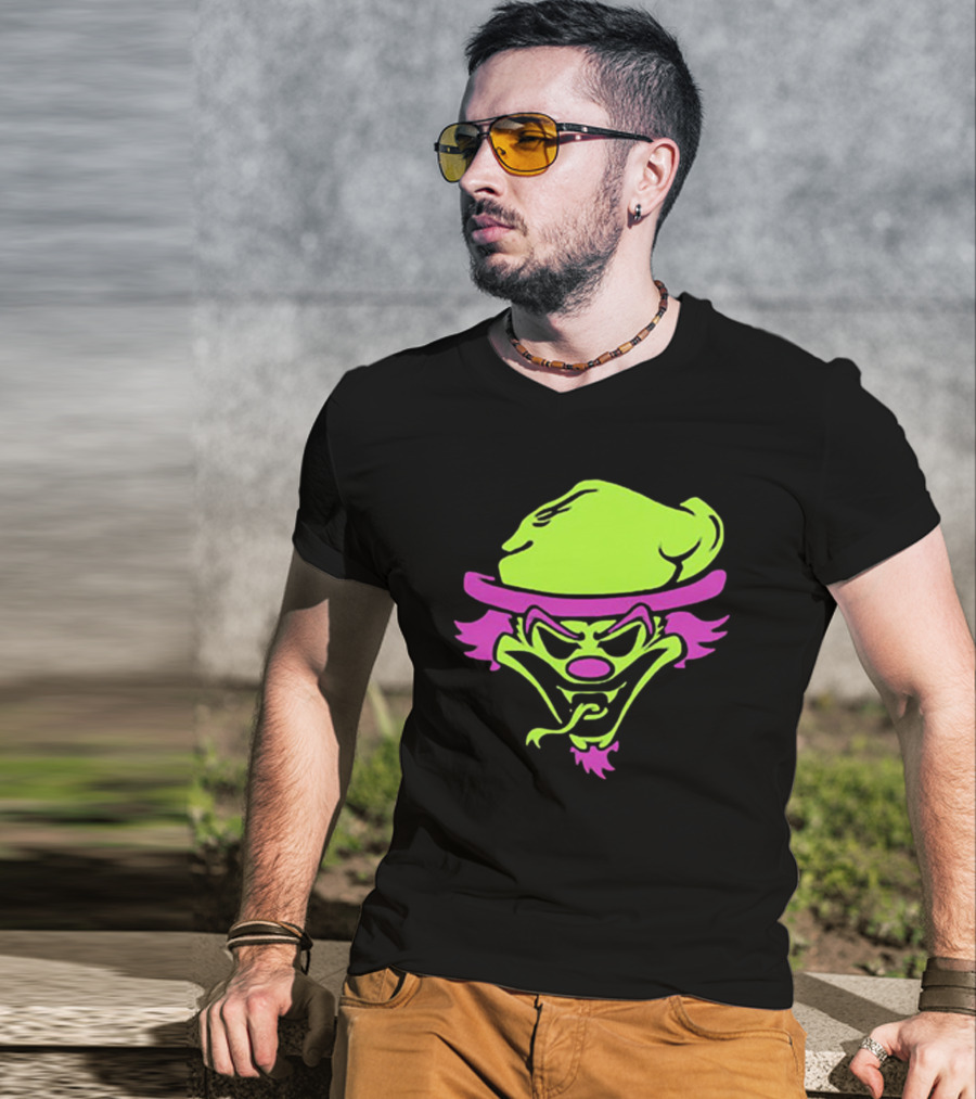 The Rock Insane Clown Posse Riddle Box Neon Face T-Shirt
