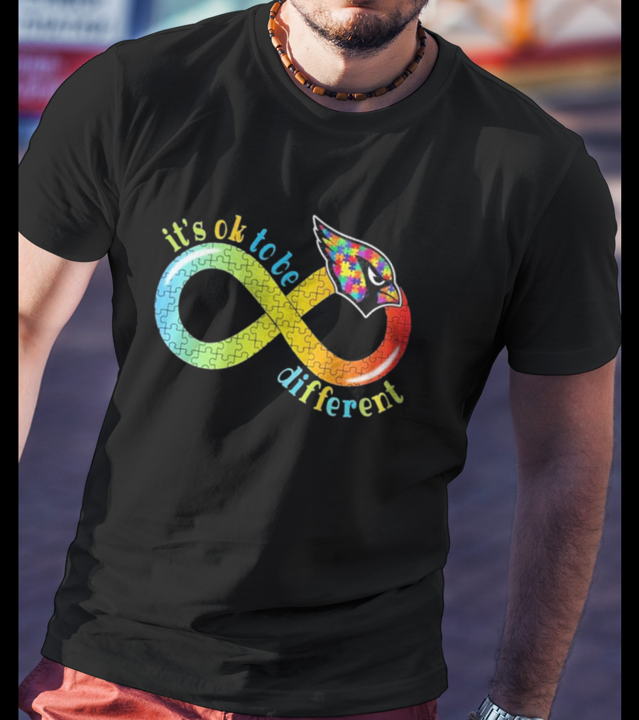 Arizona Cardinals Autism Awareness Infinity Symbol It’s Ok To Be Different T-Shirt