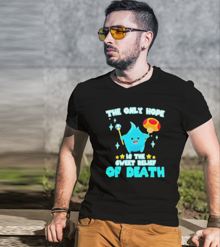 Lumalee Blue The Only Hope Is The Sweet Relief Of Death Starry Wand Mushroom T-Shirt
