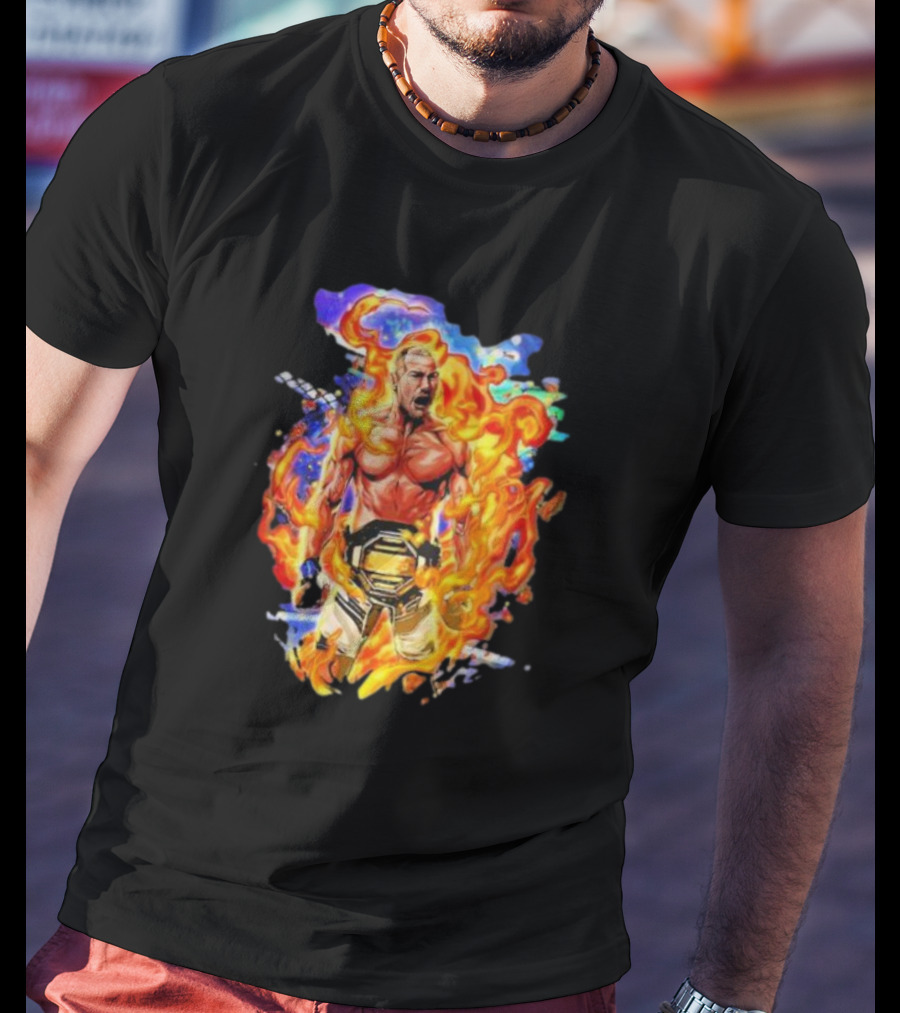 Sean Strickland Fiery Champion UFC Belt Flames T-Shirt