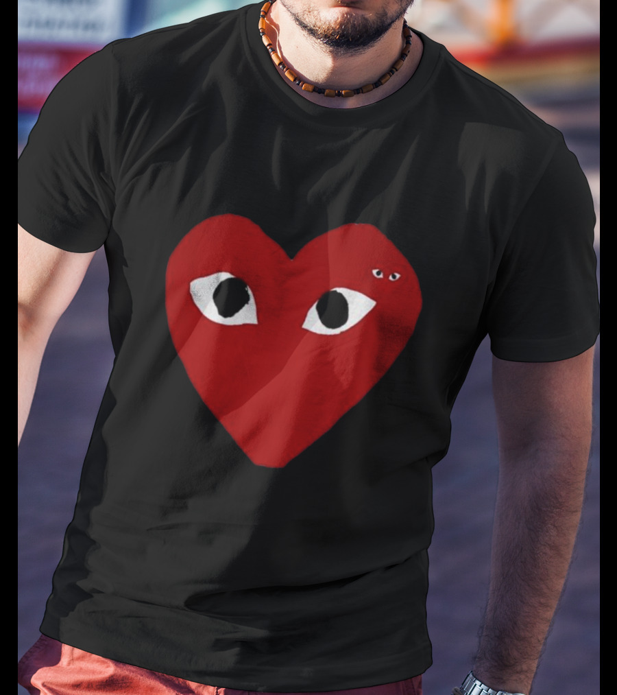 Cdg Comme Des Garcons Play Red Heart Emblem With Eyes T-Shirt