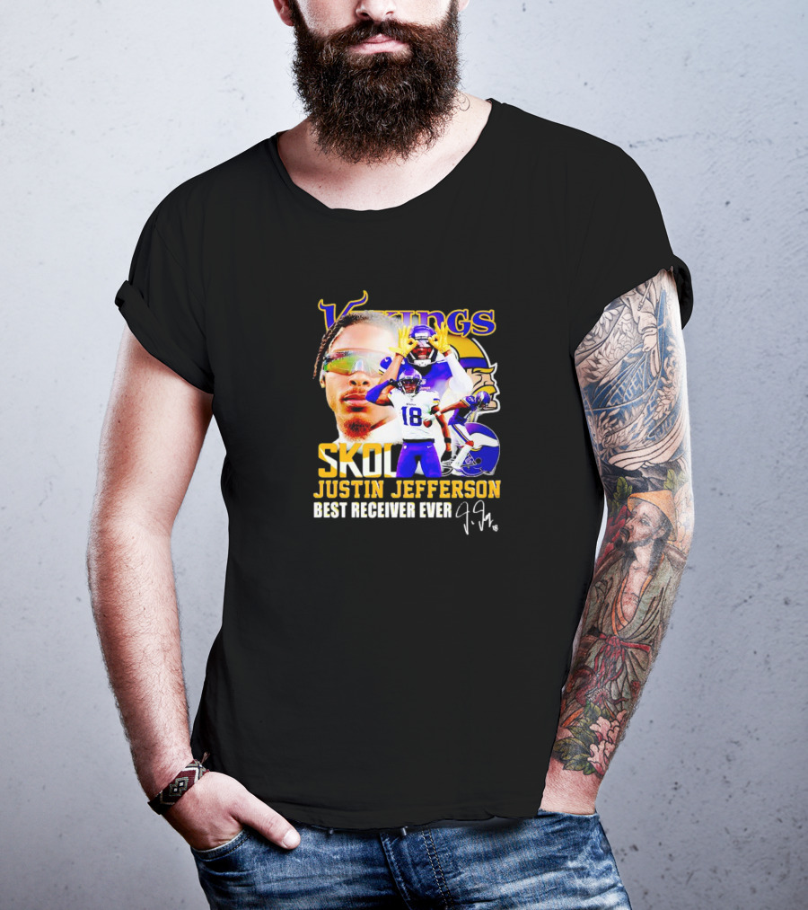 Justin Jefferson Vikings Skol Best Receiver Ever Signature T-Shirt