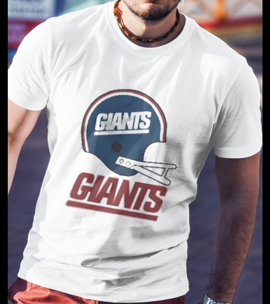 New York Giants Helmet With Giants Text T-Shirt
