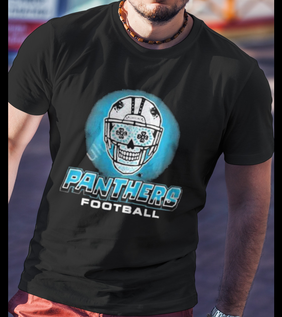 Panthers Football Skull Helmet T-Shirt