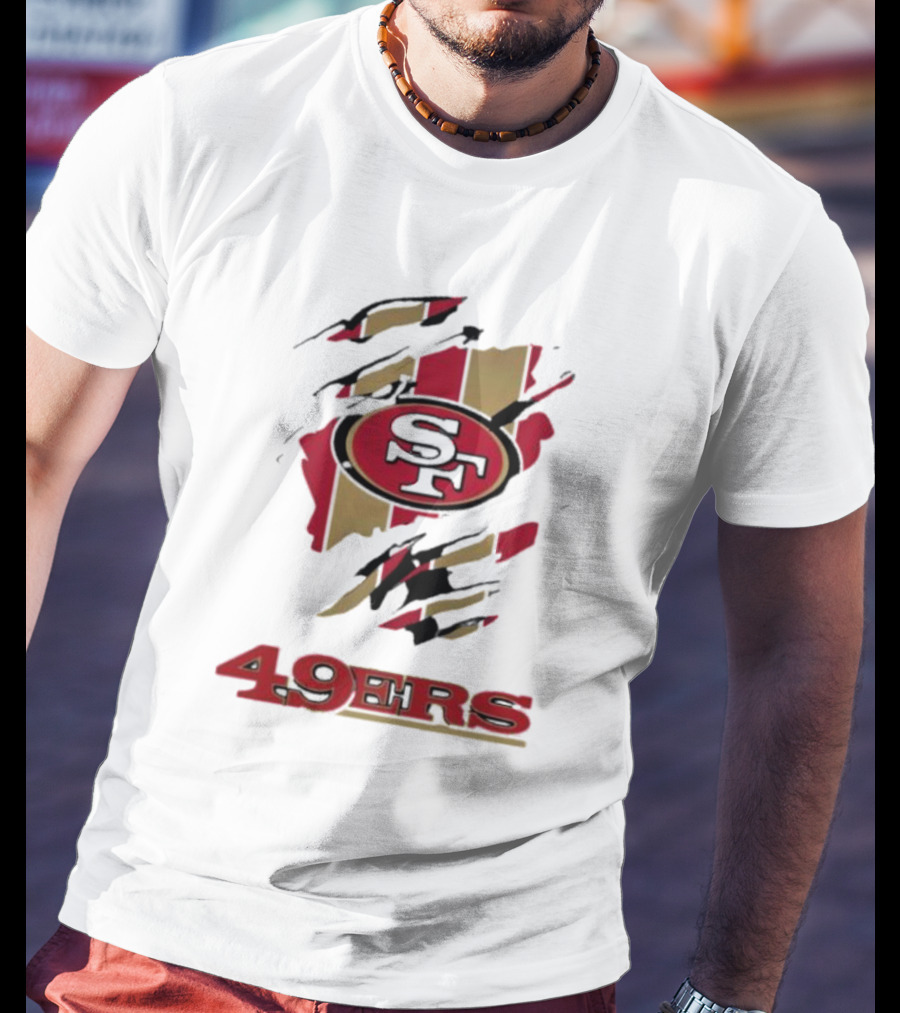 San Francisco 49ers SF Logo With Red And Gold Stripes 49ERS T-Shirt