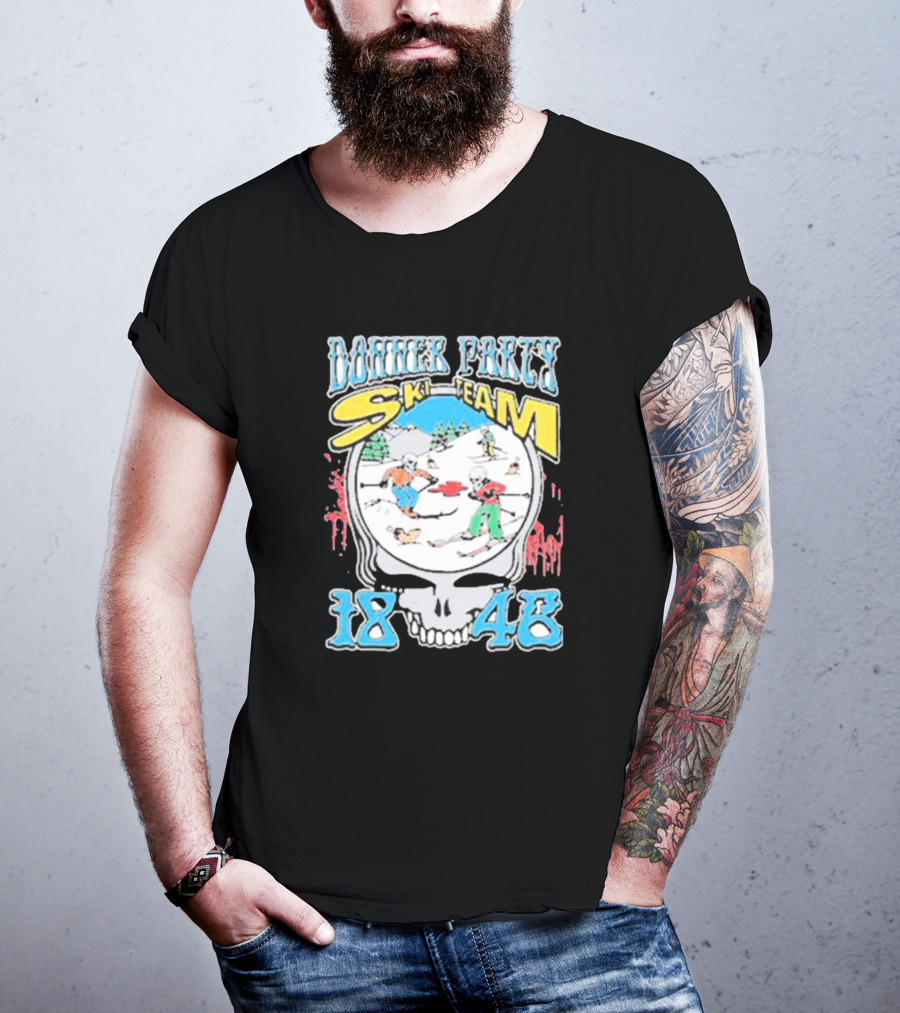 Donner Party Ski Team 1846 Skull Skiers Retro T-Shirt