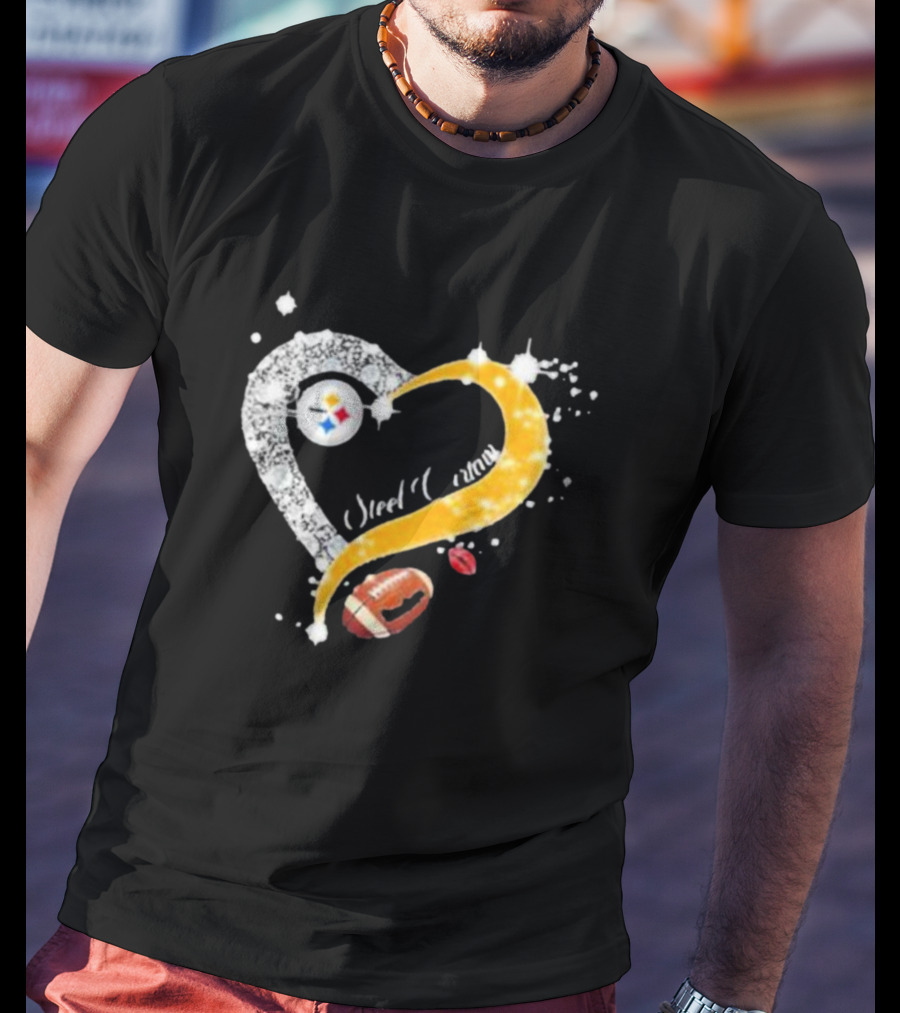 Pittsburgh Steelers Heart Diamonds Steel Curtain Football T-Shirt