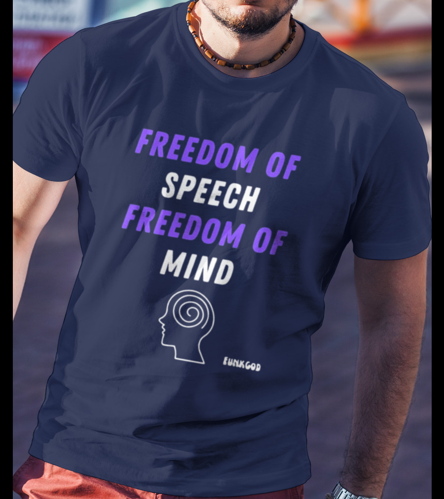 FUNKGOD Freedom Of Speech Freedom Of Mind Head Outline Spiral T-Shirt