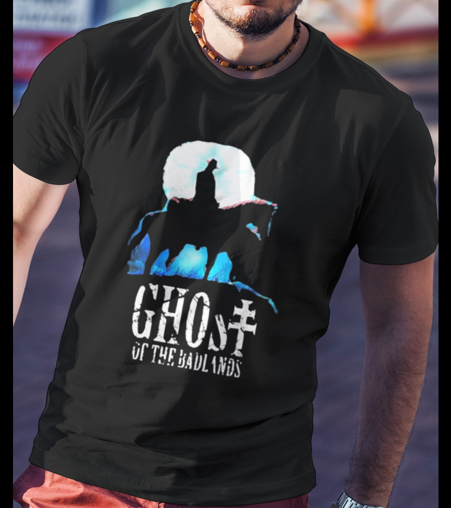 Ghost Of The Badlands Cowboy Silhouette Moonlit Horseback Scene T-Shirt