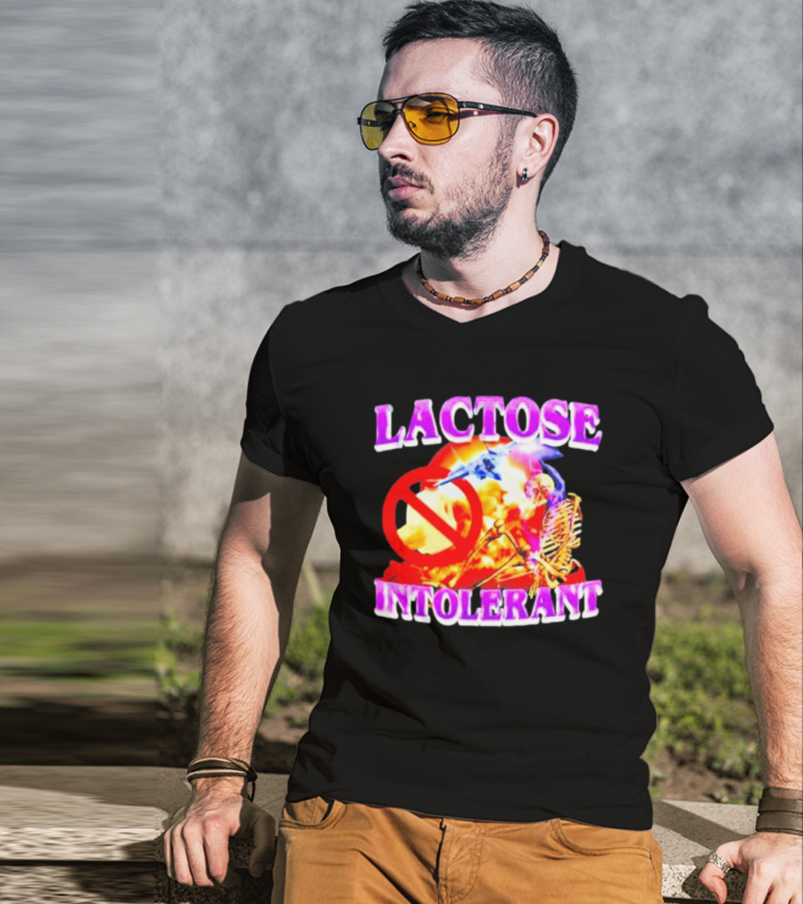 Lactose Intolerant Explosion Skeleton No T-Shirt