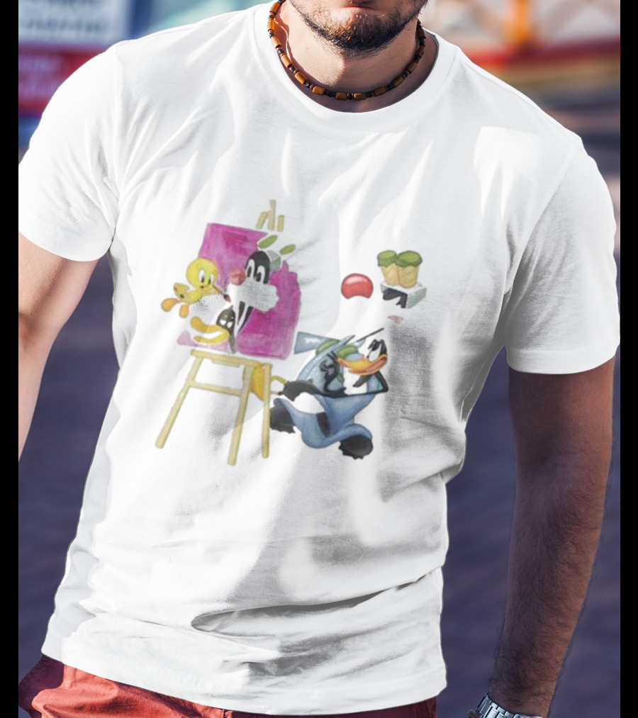 Looney Tunes Tweety Bird Painting Sylvester Daffy Duck Involved T-Shirt