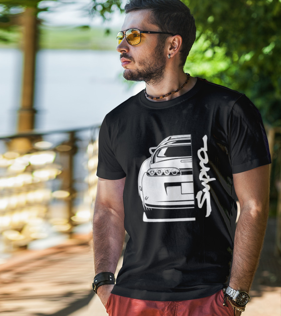 Toyota Supra Mk4 JDM Rear View Supra Text T-Shirt