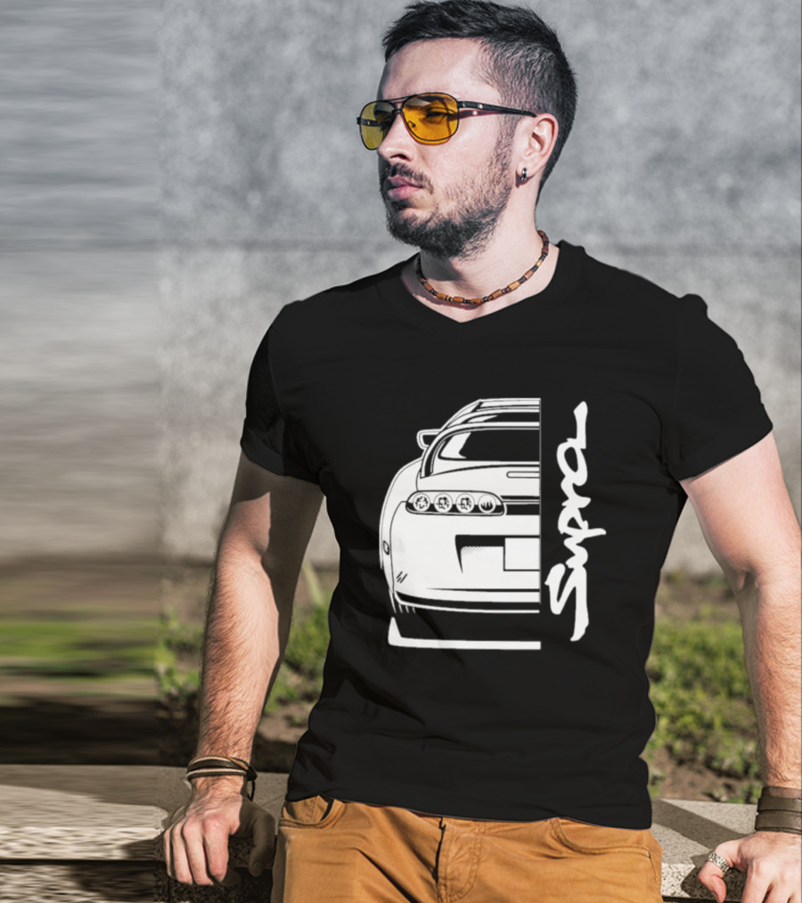 Toyota Supra Mk4 JDM Rear View Supra Text T-Shirt