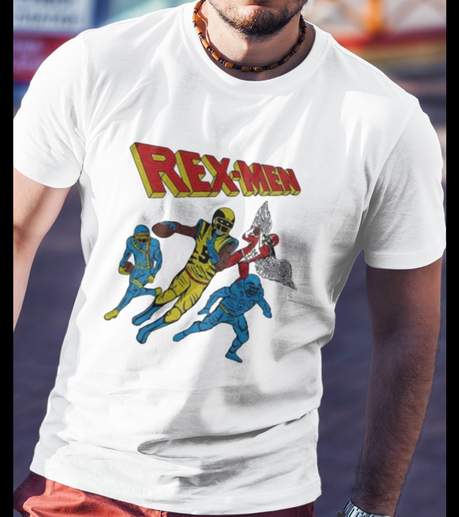 Rex-men Football Players Action Scene With Superhero T-Shirt