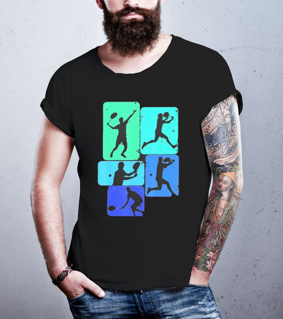 Tennis Player Youth Men Silhouettes In Motion T-Shirt