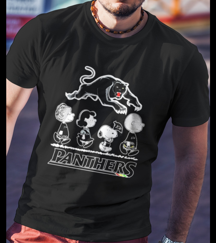 Peanuts Characters Walking With Panthers T-Shirt