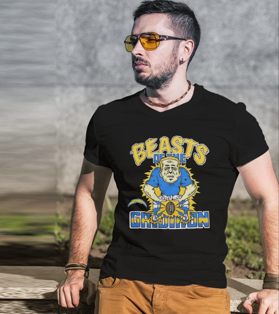 Los Angeles Chargers Beasts Of The Gridiron Football Player T-Shirt