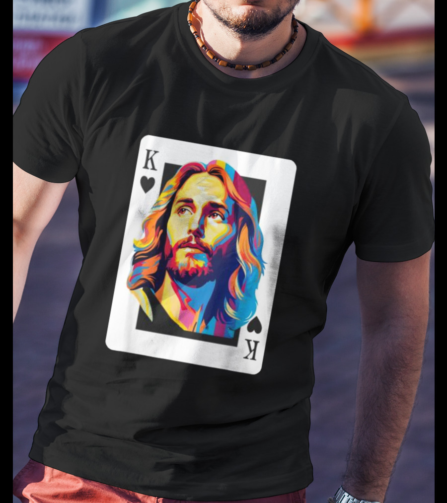 Jesus King Of Hearts Spades Christian Card T-Shirt