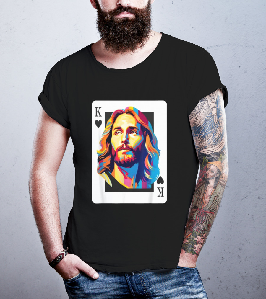 Jesus King Of Hearts Spades Christian Card T-Shirt