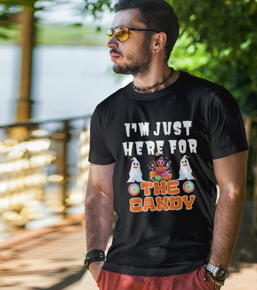 I’m Just Here For The Candy Halloween Cute Ghosts And Candy T-Shirt
