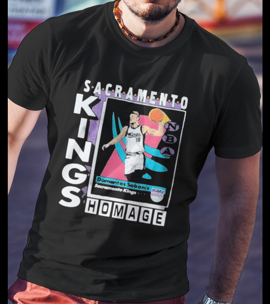 Sacramento Kings NBA Homage Domantas Sabonis Trading Card T-Shirt