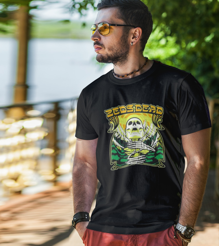 Zeds Dead Skull Rizing With Mountain And Sunset T-Shirt