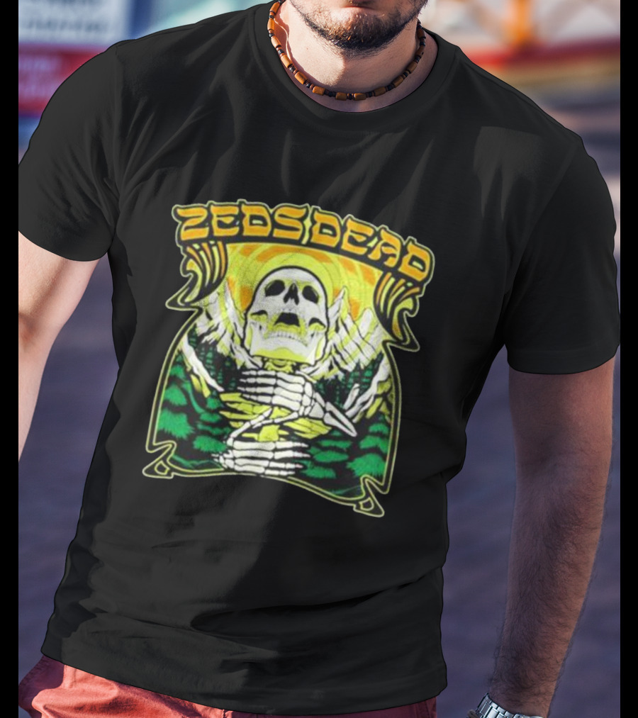 Zeds Dead Skull Rizing With Mountain And Sunset T-Shirt