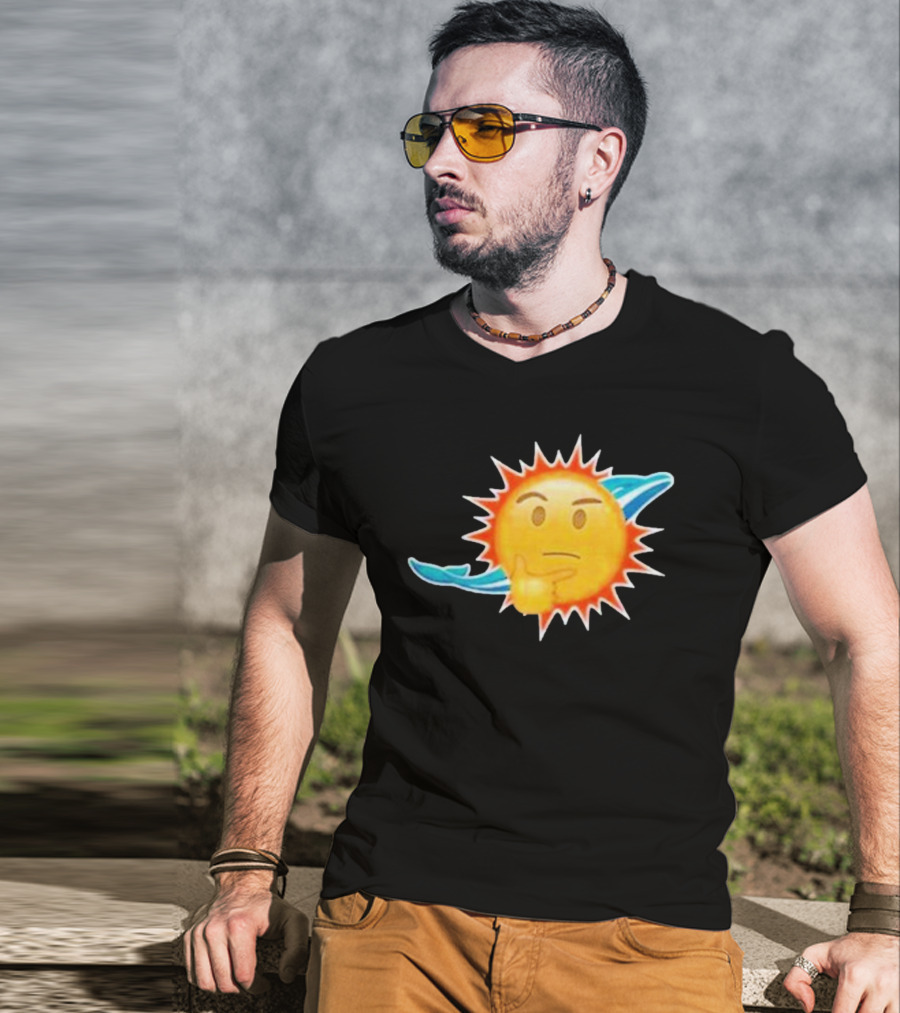 Dolphins Emoji Thinking Miami Sun Dolphins Emoji T-Shirt
