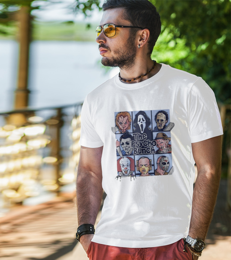 The Psycho Bunch Horror Movie Characters Collage T-Shirt